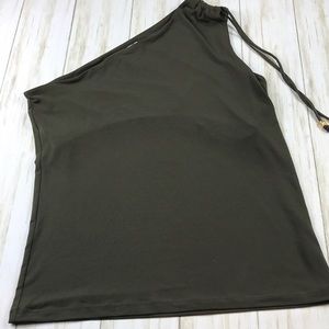 Michael Kors Cold Shoulder Green Top Size Medium
